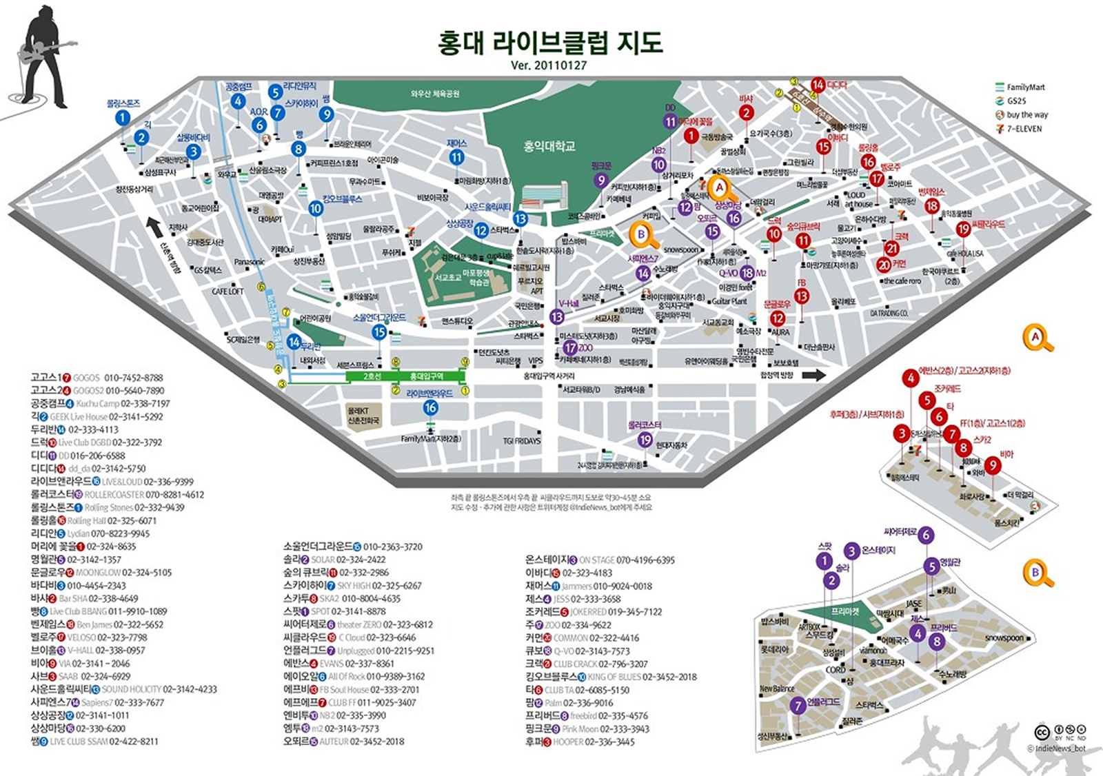 출처: 잔다리(홍대앞) 라이브클럽 지도(Ver.20110412) (#)